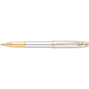 Sheaffer 100 Bright Chrome With Gold Trim Rollerball