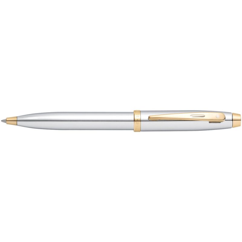 Sheaffer-100-Bright-Chrome-with-Gold-Tone-Trim-Ball-point-E2934051EXE Sheaffer 100 Bright Chrome with Gold Tone Trim Ball point