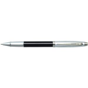Sheaffer 100 Glossy Black Barrel Brushed Chrome Cap Chrome Plated Trim Rollerball