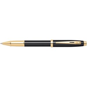 Sheaffer 100 Glossy Black Barrel Gold Tone Trim Rollerball