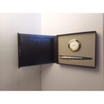 Sheaffer VFM Gift Set with Polished Chrome GT Ball Point & Desk Clock / Paperweight