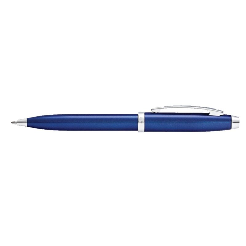 Sheaffer® 100 Glossy Blue Lacquer Ballpoint Pen With Chrome Plated Trims - 1