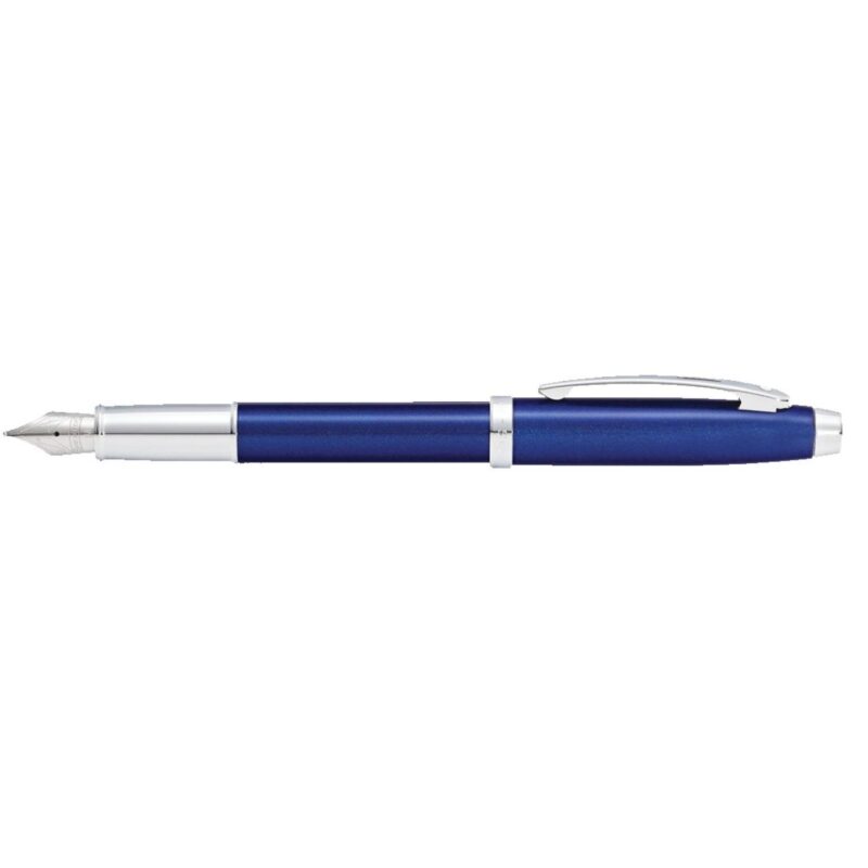 Sheaffer® 100 Glossy Blue Lacquer Fountain Pen With Chrome Plated Trims - 1