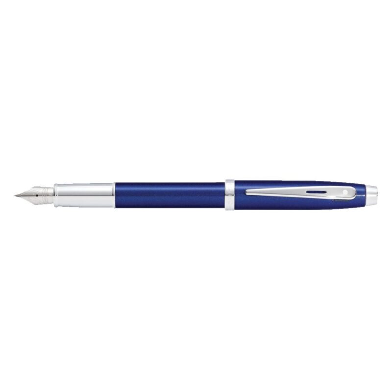Sheaffer® 100 Glossy Blue Lacquer Fountain Pen With Chrome Plated Trims - 2