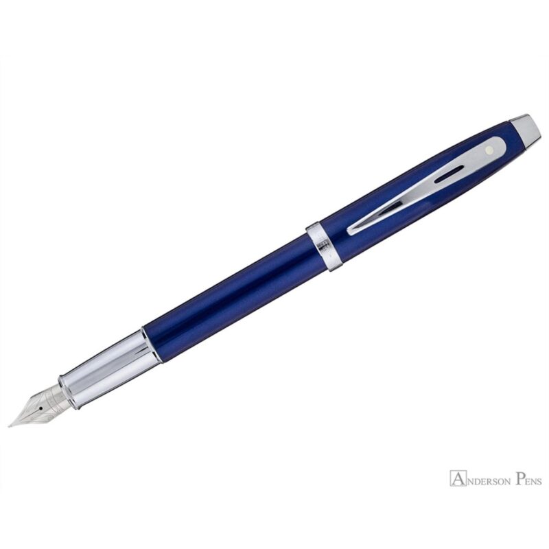 Sheaffer® 100 Glossy Blue Lacquer Fountain Pen With Chrome Plated Trims - 3