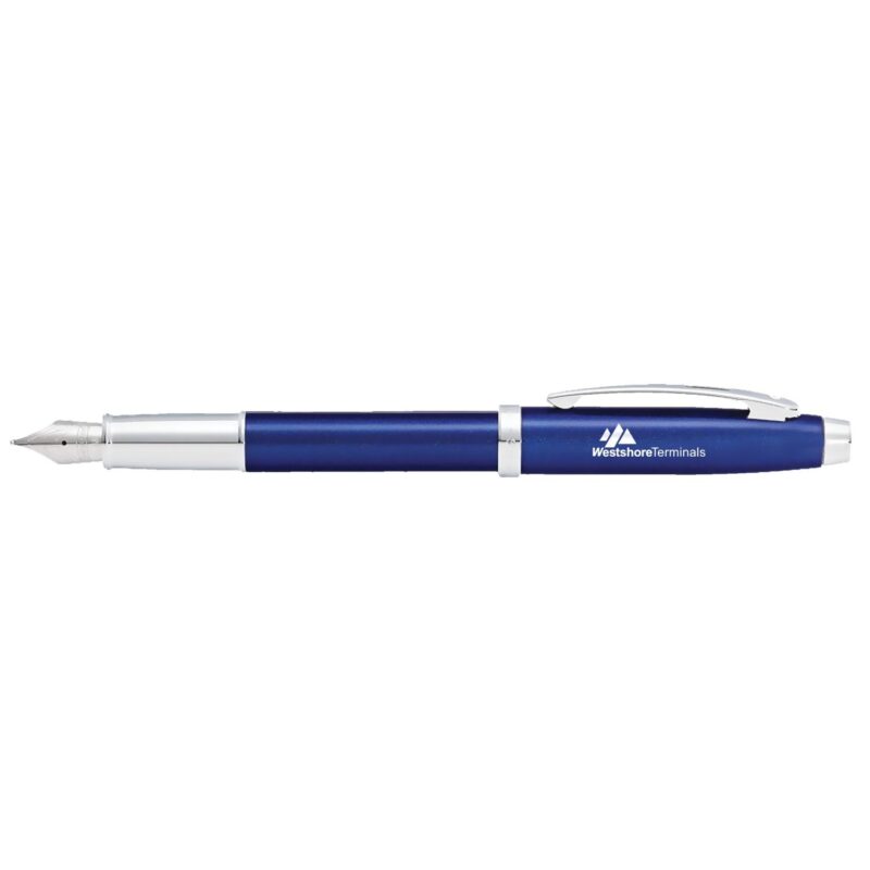 Sheaffer®-100-Glossy-Blue-Lacquer-Fountain-Pen-With-Chrome-Plated-Trims-E0933953 Sheaffer® 100 Glossy Blue Lacquer Fountain Pen With Chrome Plated Trims