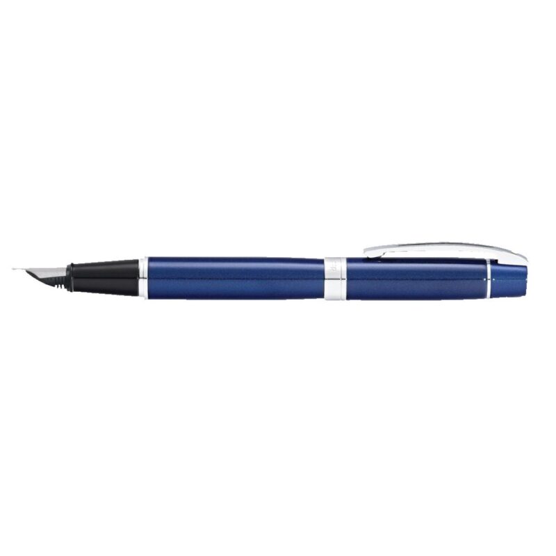 Sheaffer® 300 Glossy Blue Fountain Pen With Chrome Plated Trims - 1