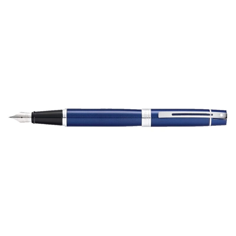 Sheaffer® 300 Glossy Blue Fountain Pen With Chrome Plated Trims - 2