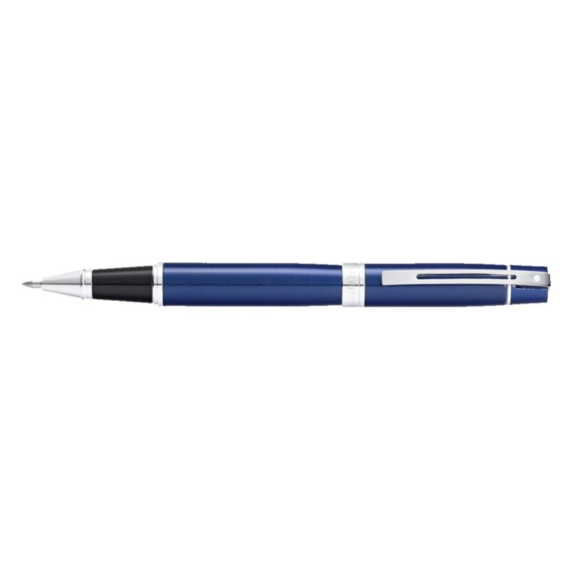 Sheaffer® 300 Glossy Blue Rollerball Pen With Chrome Plated Trims - 2