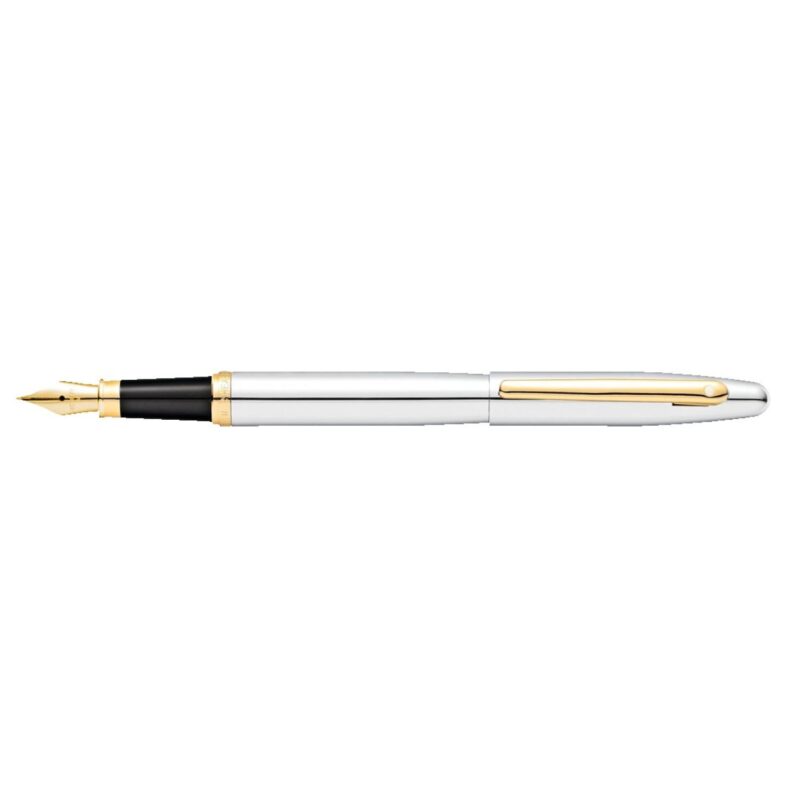 Sheaffer® VFM Polished Chrome Fountain Pen With Gold Plated Trims - 2